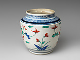 Jar, Porcelain painted in overglaze polychrome enamels (Arita ware, Kakiemon type), Japan