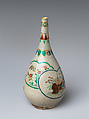 Wine bottle, Stoneware painted with polychrome enamels and underglaze blue (Kiyomizu ware), Japan