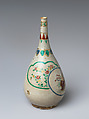 Wine bottle, Stoneware painted with polychrome enamels and underglaze blue (Kiyomizu ware), Japan