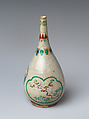 Wine bottle, Stoneware painted with polychrome enamels and underglaze blue (Kiyomizu ware), Japan