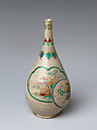 Wine bottle, Stoneware painted with polychrome enamels and underglaze blue (Kiyomizu ware), Japan
