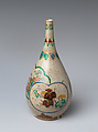 Wine bottle, Stoneware painted with polychrome enamels and underglaze blue (Kiyomizu ware), Japan