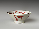 Wine cup, Design attributed to Aoki Mokubei (Japanese, 1767–1833), Porcelain with green and red enamels (Kyoto ware), Japan