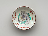 Wine cup, Design attributed to Aoki Mokubei (Japanese, 1767–1833), Porcelain with green and red enamels (Kyoto ware), Japan