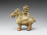 Horse and rider, Earthenware with green glaze, China