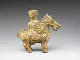 Horse and rider, Earthenware with green glaze, China