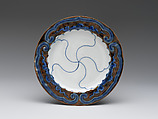 Small Dish (Kozara) with Stylized Flowers, Porcelain with cobalt blue under transparent glaze and iron-brown pigment and blue enamel over the glaze (Hizen ware, Nabeshima type), Japan