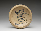 Ishizara with Rabbit Jumping Over a Stream, Stoneware with iron brown and cobalt blue under transparent glaze (Seto ware), Japan