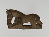 Belt Plaque in the Shape of a Crouching Horse, Silver, North China