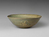 Bowl with boys and grapevines, Stoneware with inlaid and mold-impressed design under celadon glaze, Korea