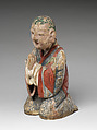 Seated arhat, Clay, wood, textile, paper, pigment, Korea