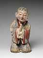 Seated arhat, Clay, wood, textile, paper, pigment, Korea