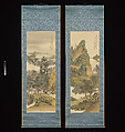 Summer and Autumn Landscape, Okuhara Seiko  Japanese, Diptych of hanging scroll; ink and color on silk, Japan