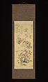 Flowers and Fruits, Uragami Shunkin (Japanese, 1779–1846), Hanging scroll; ink and color on silk, Japan