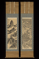 Summer Landscape / Winter Landscape, Hayashi Hyakuhi Japanese, Diptych of hanging scrolls: ink and color on silk, Japan