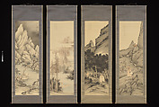 The Four Favorite Flowers (Shiai zu), Irie Shikai Japanese, Set of four hanging scrolls: ink and color on silk, Japan