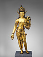 The Bodhisattva Padmapani Lokeshvara, Copper alloy with gilding and semiprecious stones, Nepal, Kathmandu Valley