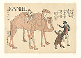 Camels with Dutch Handlers, Unidentified artist Japanese, 19th century, Woodblock print; ink and stencil-printed color on paper; horizontal ō-ōban, Japan