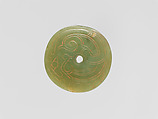Circular plaque with incised decoration, Jade (nephrite), China