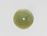 Circular plaque with incised decoration, Jade (nephrite), China