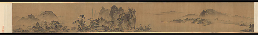 Second half of Ten Thousand Li of the Yangzi River, Unidentified artist , fake signature of Xia Gui (active ca. 1195–1230), Handscroll; ink and color on silk, China