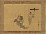 Kyogen Performers, Hanzan (Matsukawa)  Japanese, Hanging scroll; ink and color on paper, Japan