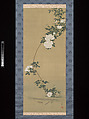 White Roses and Fish in Stream, Nishiyama Hōen  Japanese, Hanging scroll; ink and color on silk, Japan