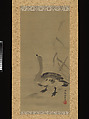 Wild Goose and Reeds, Kano Yasunobu  Japanese, Hanging scroll; ink on silk, Japan