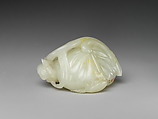 Paperweight in form of a Lotus Pod, Nephrite, faint greenish tinge, China