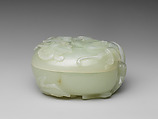 Covered box with interlocking loop handles, Jade (nephrite), China