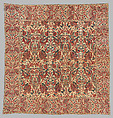 Quilted palampore for the Dutch market, Quilted cotton, hand painted and resist-dyed, India, Coromandel Coast