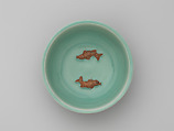 Dish with relief decoration of fish, Stoneware with celadon glaze and biscuit relief (Longquan ware), China