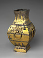 Square Wine Container (Fang), Gilt bronze with silver overlay, China