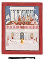 Maharana Raj Singh II receiving courtiers in the Chinese Picture Hall at Udaipur Palace, Radhunath Indian, Opaque watercolor on paper, India, Rajasthan, Mewar
