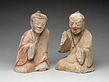 Pair of Seated Figures Playing Liubo, Earthenware with pigment, China