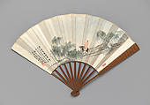 Chanting on Donkey-back, Lin Shu Chinese, Folding fan mounted as an album leaf; ink and color on alum paper, China