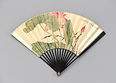 Lotus, Zhuang Yaofu Chinese, Folding fan mounted as an album leaf; ink and color on paper, China