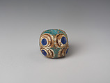 Eye Bead, Glass with blue, brown and white decoration, China