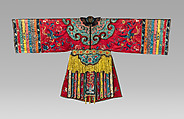 Theatrical robe with phoenix and floral patterns, Silk thread embroidery on silk satin, China