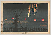 Fireworks at Ikenohata, Kobayashi Kiyochika (Japanese, 1847–1915), Woodblock print; ink and color on paper, Japan