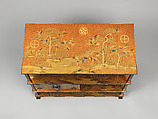 Shelf for Cosmetic Boxes (Kuro-dana) with Pine, Bamboo, Cherry Blossoms, and Crests of the Matsudaira and Shimazu Families, Lacquered wood with gold and silver takamaki-e, hiramaki-e, and togidashimaki-e, and cutout gold- and silver-foil application on gold nashiji (“pear-skin”) ground	, Japan