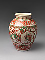 Jar, Porcelain with incised decoration overpainted in polychrome enamels, China