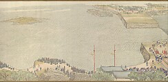 The Qianlong Emperor's Southern Inspection Tour, Scroll Four: The Confluence of the Huai and Yellow Rivers, Xu Yang (Chinese, active ca. 1750–after 1776) and workshop, Handscroll; ink and color on silk, lacquer box, China