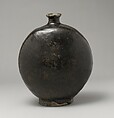 Flask-shaped bottle, Stoneware with iron-black glaze, Korea