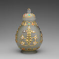 Jar with cover, Jade (nephrite) with gold and semiprecious stone inlays, India