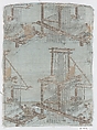 Textile fragment with incomplete repeating pattern of loom, weaver, and drawboy
, Silk, Japan