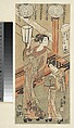 Courtesan and Attendant with a Cage of Fireflies, Ippitsusai Bunchō  Japanese, Woodblock print; ink and color on paper, Japan