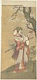 An Actor in the Fox Dance from the Drama, "The Thousand Cherry Trees", Ippitsusai Bunchō  Japanese, Woodblock print; ink and color on paper, Japan