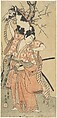 Danjuro as a Youth with a Toy Horse under Plum Blossoms, Ippitsusai Bunchō  Japanese, Woodblock print; ink and color on paper, Japan