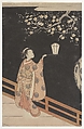Woman Admiring Plum Blossoms at Night, Suzuki Harunobu 鈴木春信 Japanese, Woodblock print (nishiki-e) with embossing (karazuri); ink and color on paper, Japan